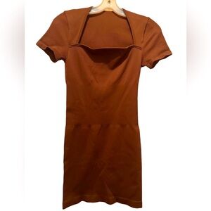 NEW Women’s Textured Mini Stretch BodyCon Brown Size M